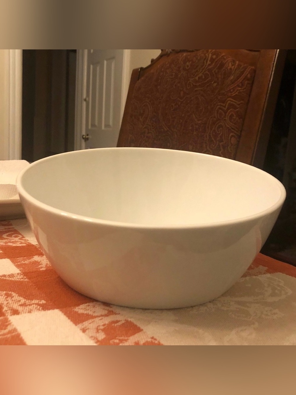Crate & Barrel Asymmetrical 8.5”D White Serving Bowl 2.75”H Front & 4.25” Back - Picture 8 of 9
